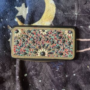 Embellished Black and Gold Women's Clutch